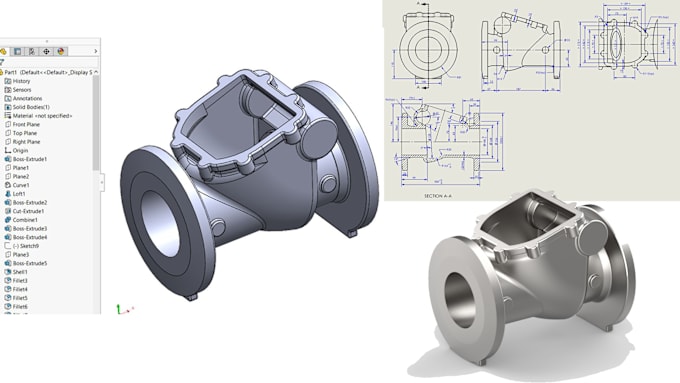 Gig Preview - Do 3d models and 2d drawings using solidworks, creo and autocad