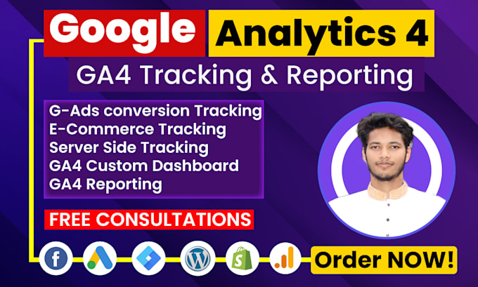 Gig Preview - Configure ga4, ga4 ecommerce tracking google analytics 4 setup ga4 reporting