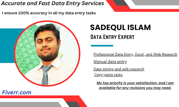 Gig Preview - Do efficient data entry and web research and copy paste jobs