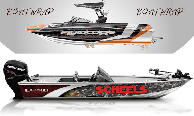 Gig Preview - Boat wrap designs, jet ski, watercraft, surfboard, unique ship wrap