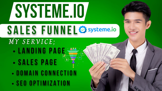 Gig Preview - Systeme io sales funnel, systeme io landing page, ebook promotion to boom sales