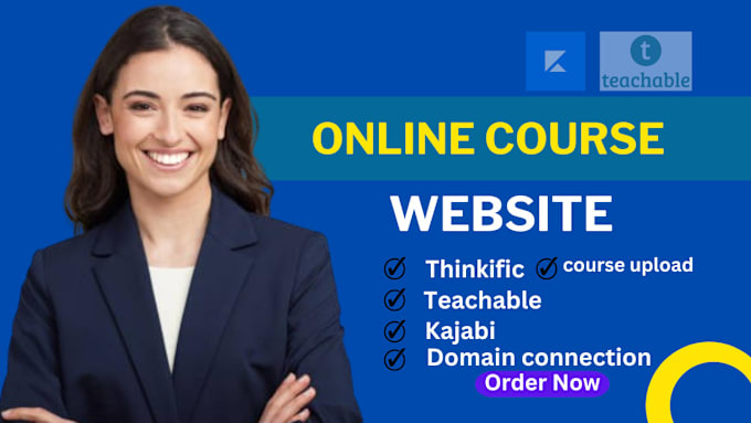 Gig Preview - Build your teachable thinkific or kajabi course website and connect your domain