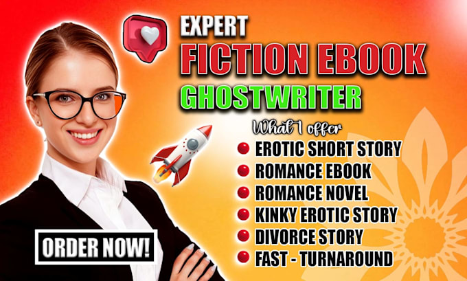 Gig Preview - Ghostwrite fiction ebook, romance ebook, romance erotica, erotic short stories