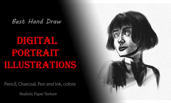 Gig Preview - Draw a charcoal and pencil digital portrait illustration