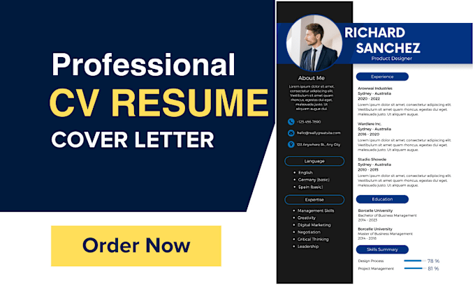 Gig Preview - Make professional cv design resume maker update build create uk writing edit ksa