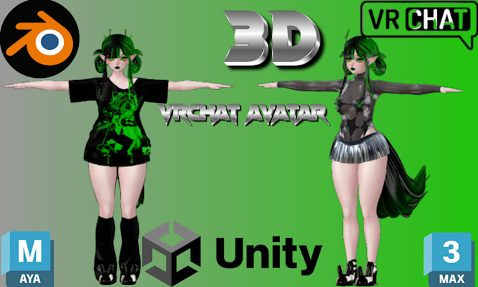 Gig Preview - Create 3d custom vrchat avatar ,vrc model and vr character for you