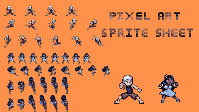 Gig Preview - Draw a pixel art sprite sheet, 2d sprite sheet, pixel art character, pixel anim