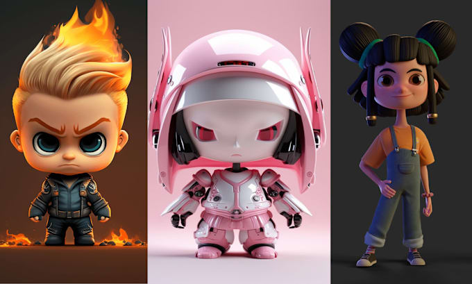 Gig Preview - Create 3d chibi cute cartoon 3d character modeling and rendering