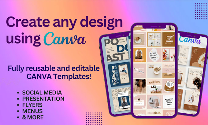 Gig Preview - Create any design and template using canva pro