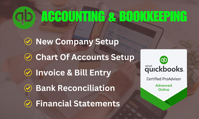 Gig Preview - Do setup, clean up and bookkeeping in quickbooks online, xero, wave