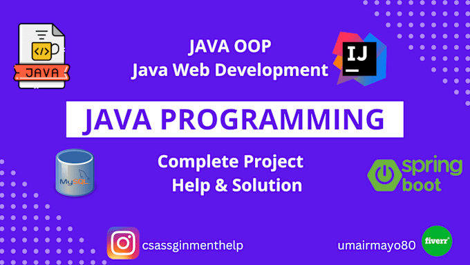 Gig Preview - Do java programming tasks projects oop to web development