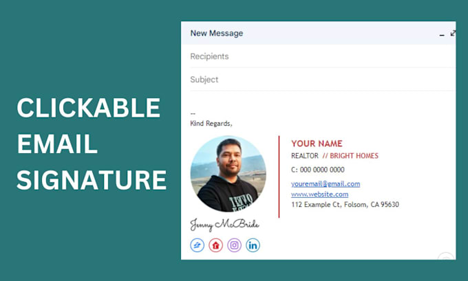 Gig Preview - Make clickable HTML email signatures for gmail, outlook, etc with social media