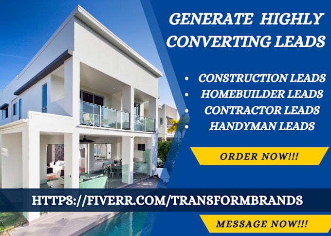 Gig Preview - Generate construction, contractors and homebuilders leads