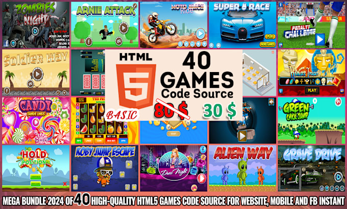 Gig Preview - Give 100 HTML5 games bundle for web, and fb instant games