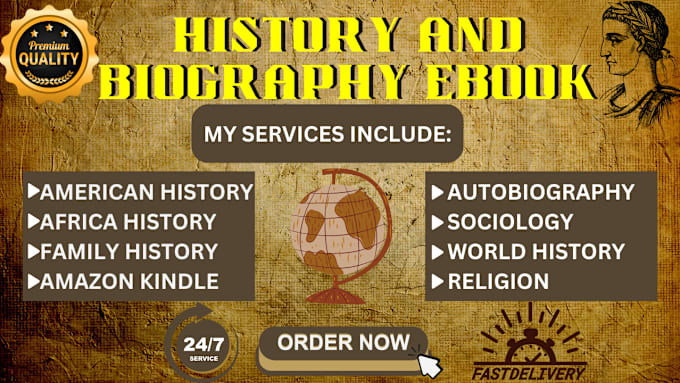 Gig Preview - Write history script, biography ebook, memoir autobiography, archaeology article