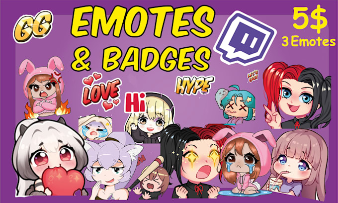 Gig Preview - Create custom cute twitch emotes and sub badges