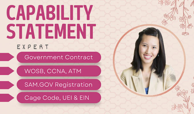 Gig Preview - Design an effective government capability statement, wosb, ccna, atm