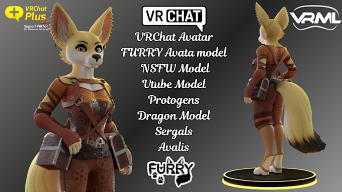 Gig Preview - Model and edit 3d vrchat avatar, furry avatar , nsfw model vtuber model