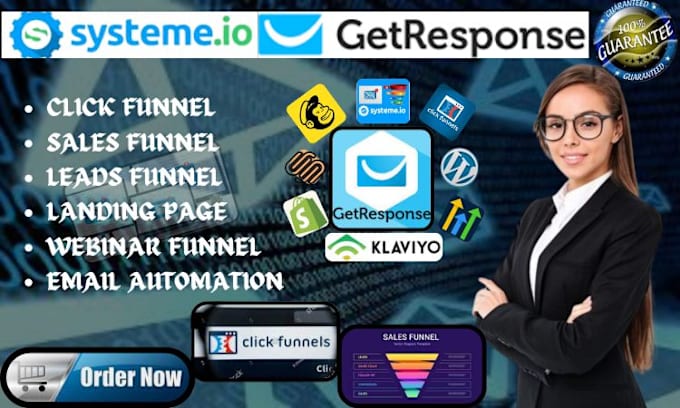 Gig Preview - Do getresponse landing page clickfunnel sales funnel squeeze page on gohighlevel