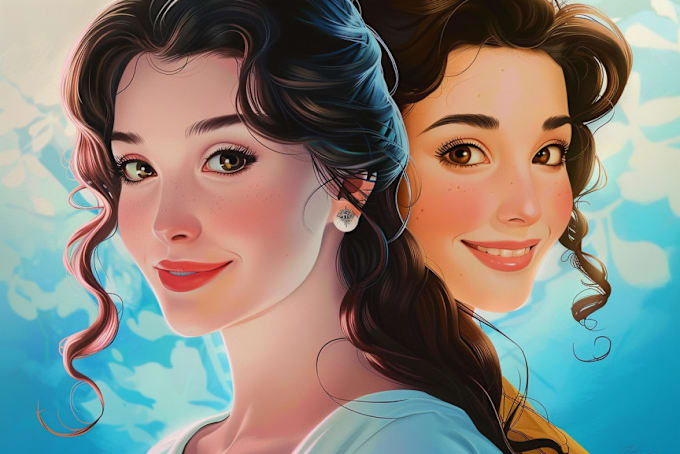 Gig Preview - Draw you a beautiful portrait in disney cartoon style