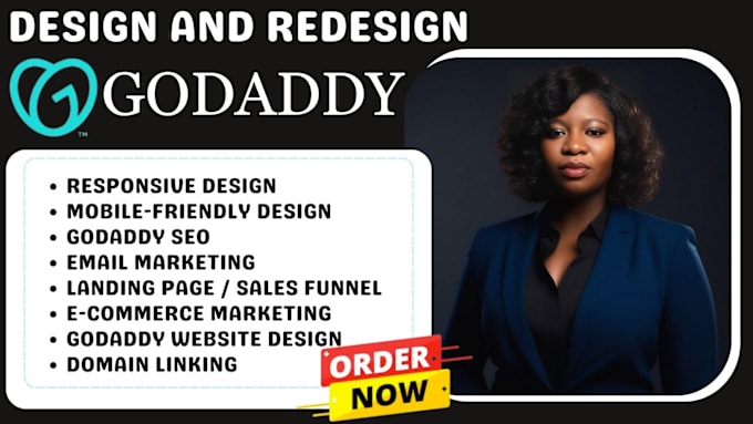 Gig Preview - Design and redesign a responsive godaddy website, godaddy ecommerce business