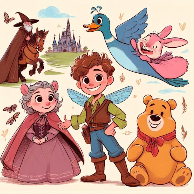 Gig Preview - Design a professional disney cartoon portrait