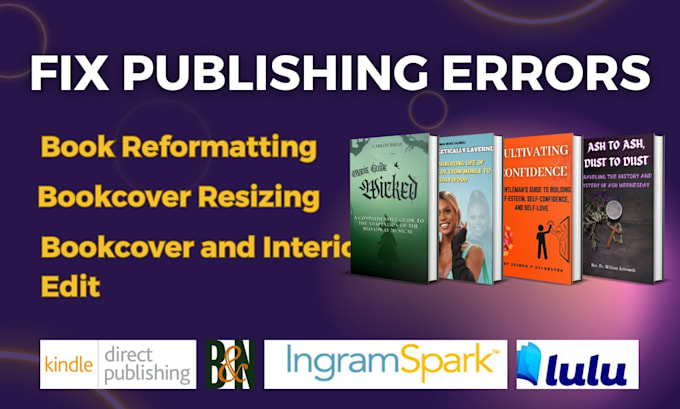 Gig Preview - Fix amazon kdp publishing errors resize fix modify reformat rejected book cover