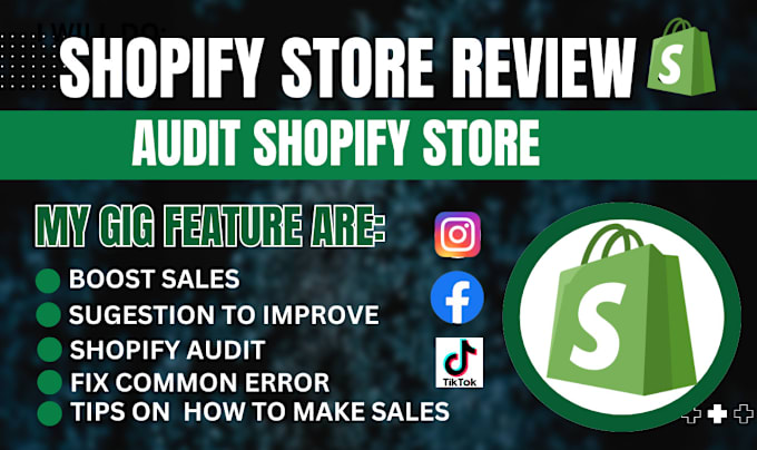 Gig Preview - Audit shopify store,user testing to increase shopify sales