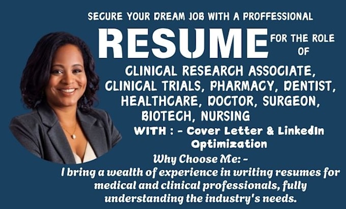 Gig Preview - Craft healthcare, medical doctor, clinical research associate, nurses resume