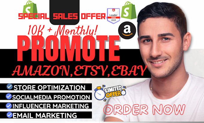 Gig Preview - Boost and promote amazon, ebay store, etsy store promotion to large audience