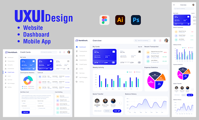 Gig Preview - Design UI dashboard for website and mobile app