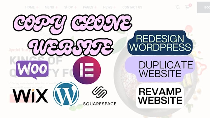 Gig Preview - Design redesign copy clone website revamp wordpress wix squarespace website copy