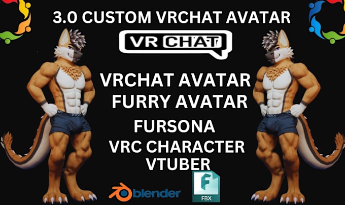 Gig Preview - Make custom 3d furry avatar, vrchat avatar, vtuber furry nsfw, vr model