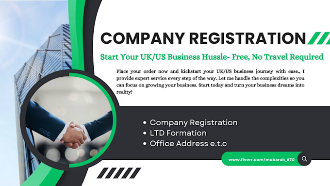 Gig Preview - Do company registration, ltd company formation vat with office address