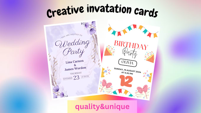 Gig Preview - Design a beautiful, invatation card for you within 24 hours