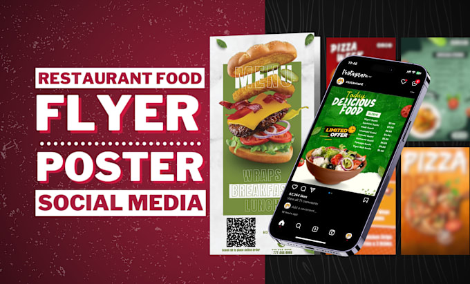 Gig Preview - Design restaurant food poster or social media food post design or flyer