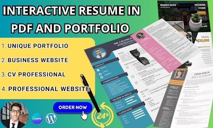 Gig Preview - Create an interactive resume, CV in PDF format, a professional portfolio website