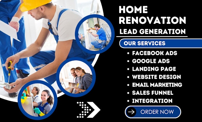 Gig Preview - Generate sales automation home remodeling leads kitchen renovation facebook ads