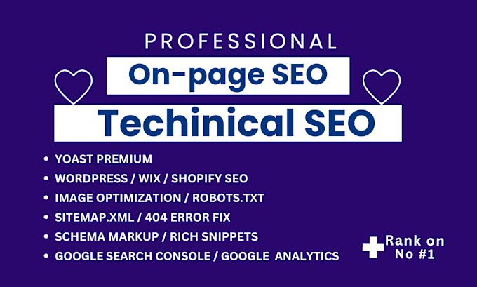 Gig Preview - Do optimize on page and technical SEO for top ranking