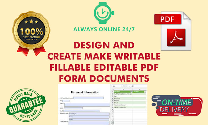 Bestseller - design and create make editable fillable pdf form documents