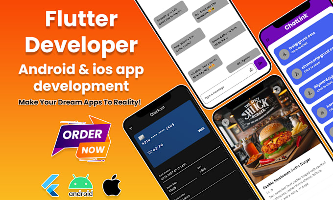 Gig Preview - Do flutter mobile app development, ios and android app creation app developer