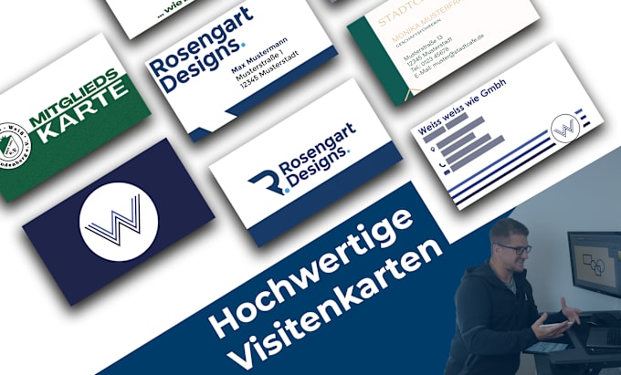 Gig Preview - Design modern high quality business cards design german