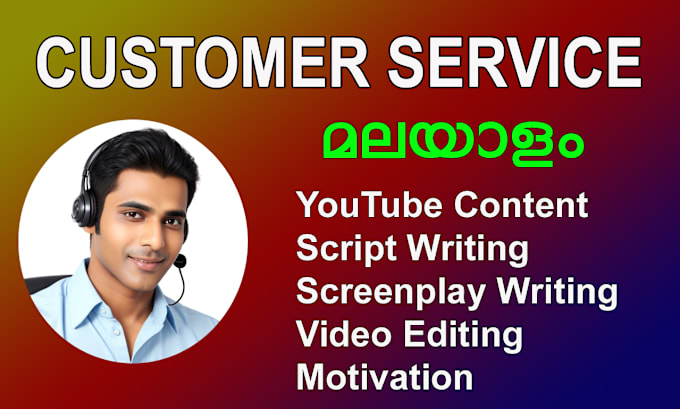 Gig Preview - Provide malayalam customer service, live chat for your work