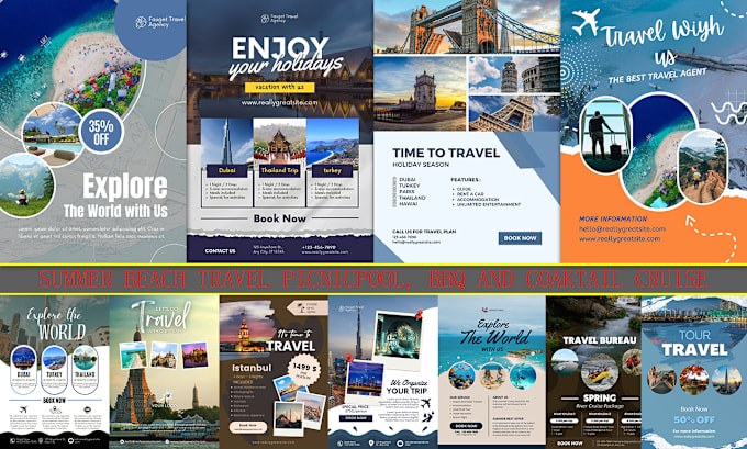 Gig Preview - Design creative tour, trip , holiday, travel flyer poster