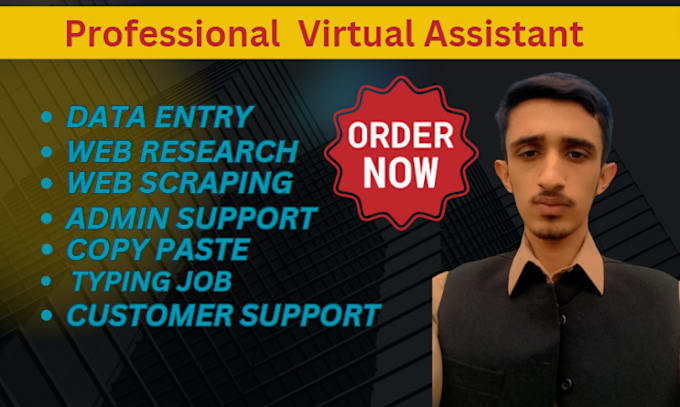 Gig Preview - Be your virtual assistant for data entry, copy paste, typing and web research