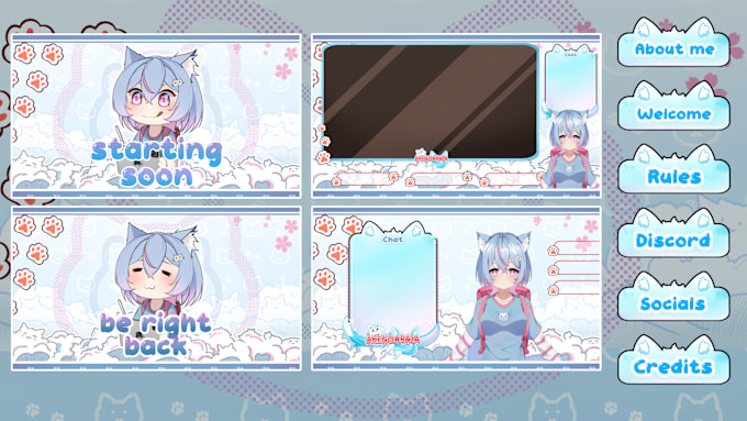 Gig Preview - Design vtuber stream overlay anime style for twitch, kick, youtube