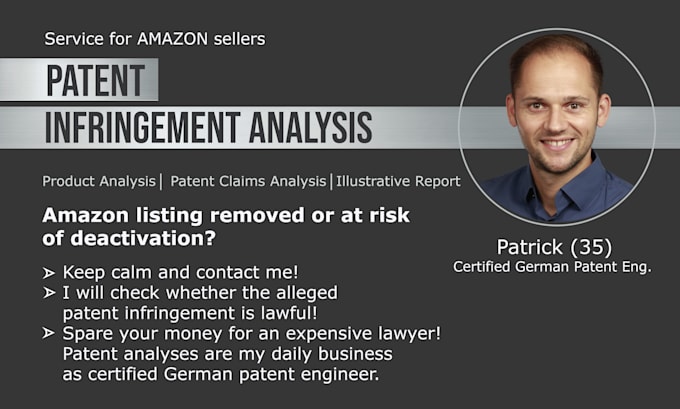 Gig Preview - Do a patent infringement analysis when your amazon listing is removed or at risk