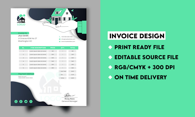 Gig Preview - Create modern invoice template, price list and letterhead