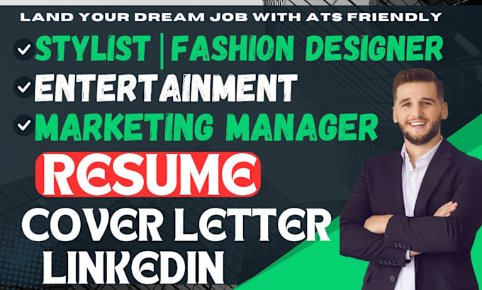 Gig Preview - Write fashion designer, stylist, talent agent, fashion buyer resume