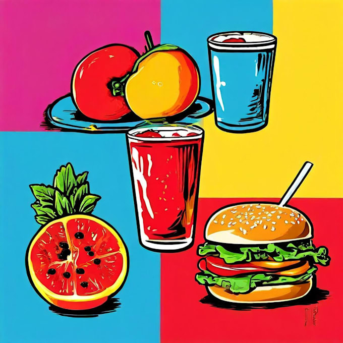 Gig Preview - Draw food pop art